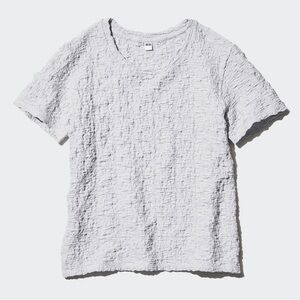 Uniqlo Shirred Short Sleeve T-Shirt in Light Grey - S